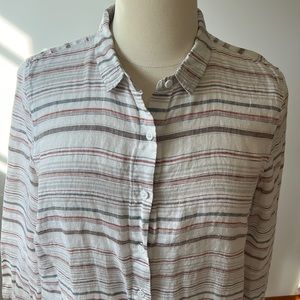 Garnet Hill striped linen button up tunic